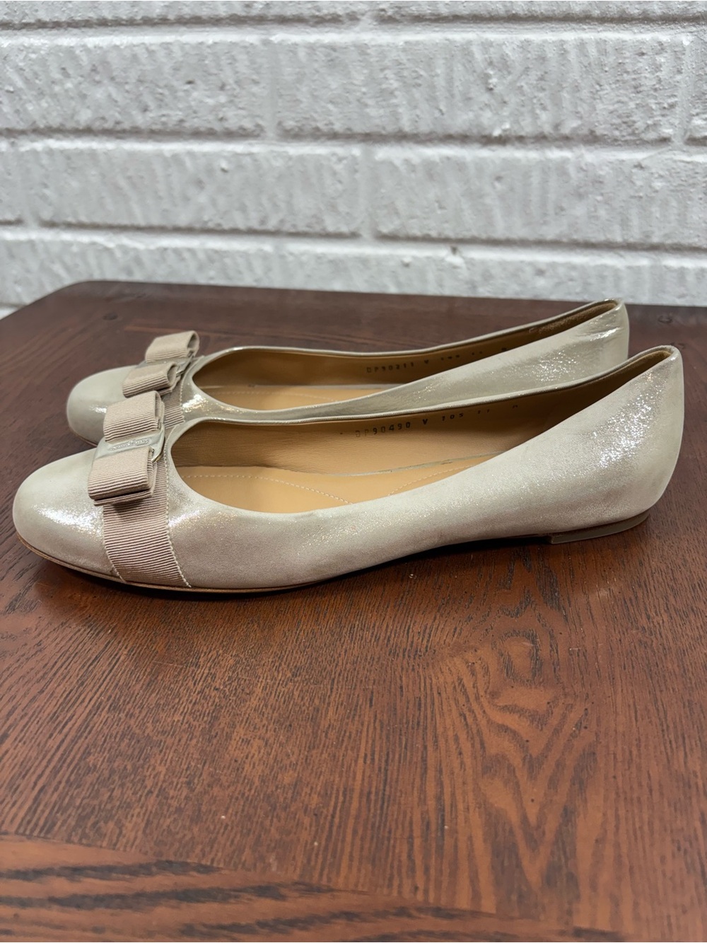 Ferragamo | Varina Metallic Nubuck Ballet Flat 11 B New